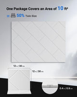 Topnaca 12 Pack Soundproof Wall Panels Self-Adhesive, 12" X 12" X 0.4" Sound proof panels for walls, High Density Acoustic Panels, Sound Absorbing Panel for Studio, Home, Offices(White) Topnaca