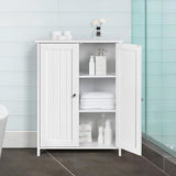 Yaheetech Bathroom Floor Cabinet, Modern Storage Freestanding Organizer Cabinet with Adjustable Shelves & Double Doors, 3-Tier Home Living Room Furniture, White Yaheetech