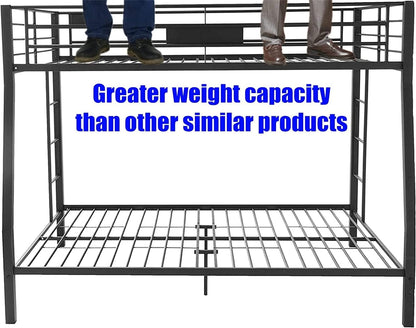 TSAMPA Latest Upgraded and Stronger Heavy Duty Metal Steel Bunk Bed Full XL Over Queen Size, More Stable More Rust-Proof Bunk Queen Bed with Thickened Legs (Easier Assembly) (Full XL Over Queen)