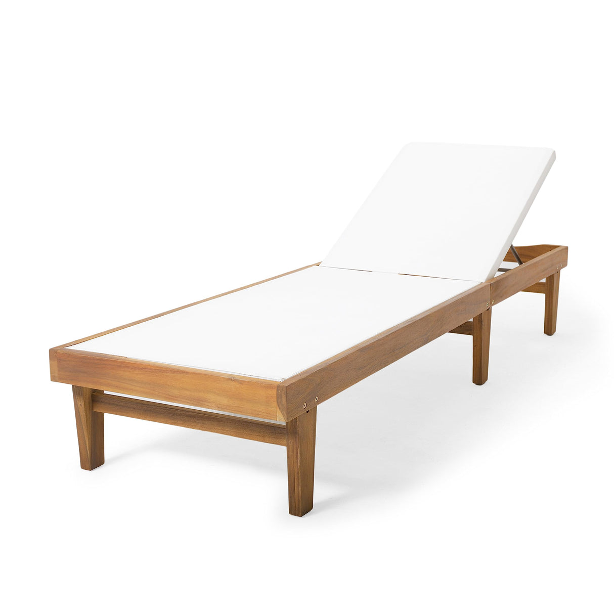 Christopher Knight Home Summerland Outdoor Mesh Chaise Lounge with Acacia Wood Frame, Teak Finish / White Mesh Christopher Knight Home