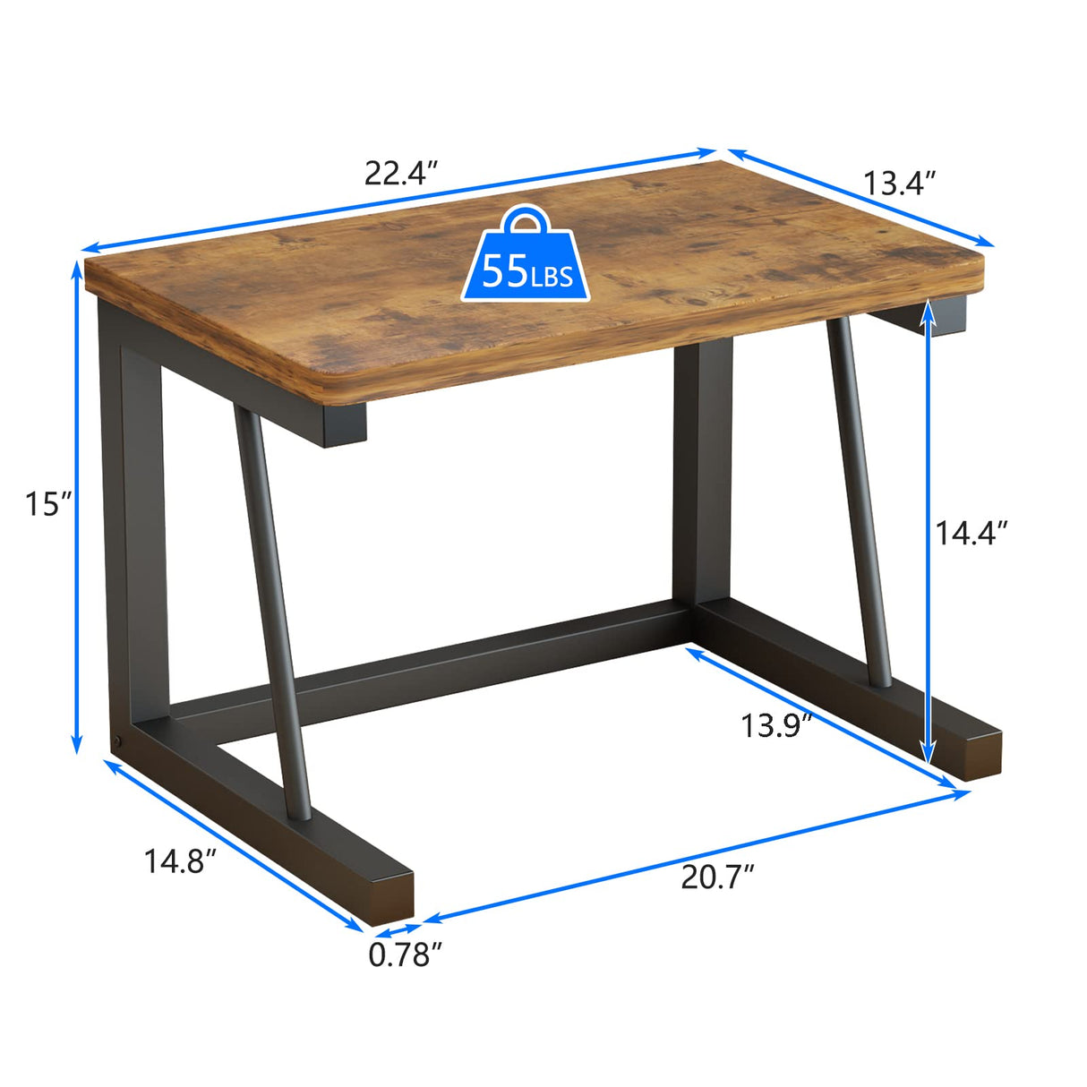 WRITECRY Desktop Printer Stand, 2-Tier Wood Rustic Printer Shelf for 3D & Laser Printer, Scanner, Copier, Durable Small Space Storage Organizer for Home Office Kitchen (2-Tier, Brown) WRITECRY