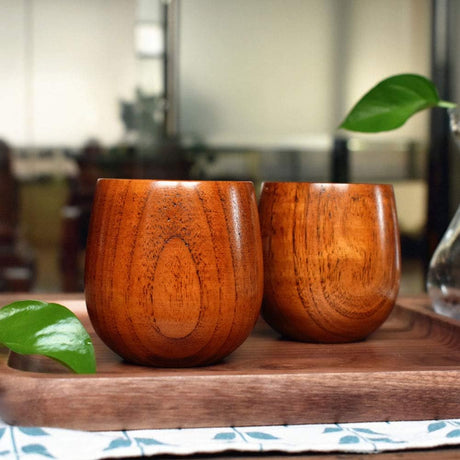 KUCKOW Wooden Tea Cups Top Grade Natural Solid Wood Tea Cup 4 Pack,Wooden Teacups Coffee Mug Wine Mug for drinking Tea Coffee Wine Beer Hot Drinks,100-200 ML Hand-made musoxian