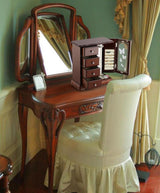 RR ROUND RICH DESIGN Jewelry Box - Made of Solid Wood with 4 Drawers Organizer and Built-in Necklace Carousel and Large Mirror Brown RR ROUND RICH DESIGN