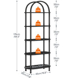 HOOBRO 5 Tier Open Bookshelf, Industrial Arched Bookcase Display Shelf Racks, Wooden Bookcase Storage Shelves Metal Frame, Tall Storage Organizer for Home, Easy Assembly, Black BB176SJ01 HOOBRO