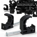Highcraft ID234x50 Half Clamp J-Hook with Nail For Pex Tubing Pipe Support, 1/2 in, Black HIGHCRAFT