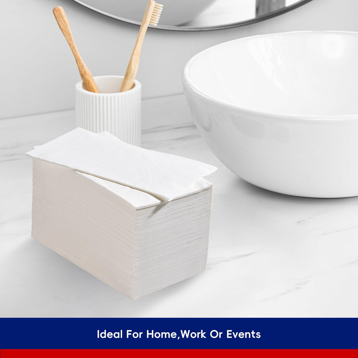 100 Pack Paper Napkins Guest Towels Disposable Premium Quality 3-ply Dinner Napkins Disposable Soft, Absorbent, Party Napkins Wedding Napkins for Kitchen, Parties, Dinners or Events（white) JOLLY CHEF