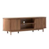 Walker Edison Chloe Curved Reeded TV Stand, Sliding Doors, 75 Inch, 70 inch, Mocha Walker Edison