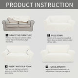 Easy-Going Stretch Oversized Loveseat Slipcover 1-Piece Sofa Cover Furniture Protector Couch Soft with Elastic Bottom for Kids Polyester Spandex Jacquard Fabric Small Checks Cream Easy-Going