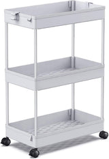 SPACEKEEPER Rolling Storage Cart 3 Tier Bathroom Cart Organizers with Wheels Laundry Room Organization Mobile Shelving Unit Utility Cart Storage Shelves Multi-Functional for Office, Home, Gray SPACEKEEPER