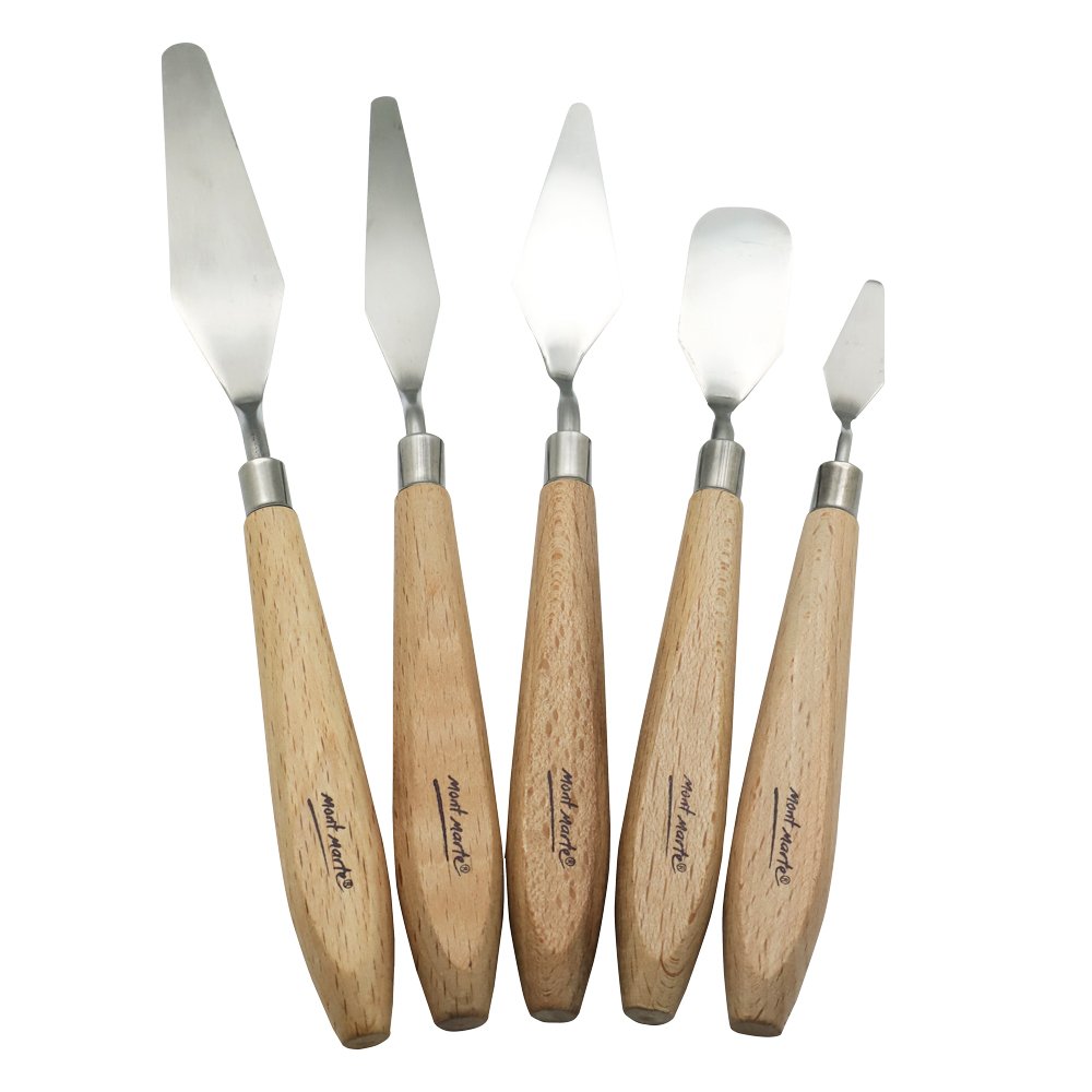 Mont Marte Studio Palette Knife Set, 5 Piece. Selection of Different Sizes and Styles of Stainless Steel Palette Knives. Mont Marte
