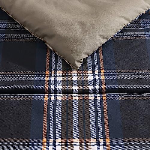 Wrangler- Twin Duvet Cover Set, Soft & Reversible Bedding, Yellowstone Inspired, 2 Piece Bed Set with Matching Pillowcase (City Flats Plaid Blue) Wrangler