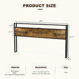 IKIFLY King Size Rustic Brown Storage Headboard with LED Lights & Charging Station IKIFLY