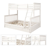 Harper & Bright Designs Twin Over Full Bunk Bed with Storage Drawers in White Harper & Bright Designs