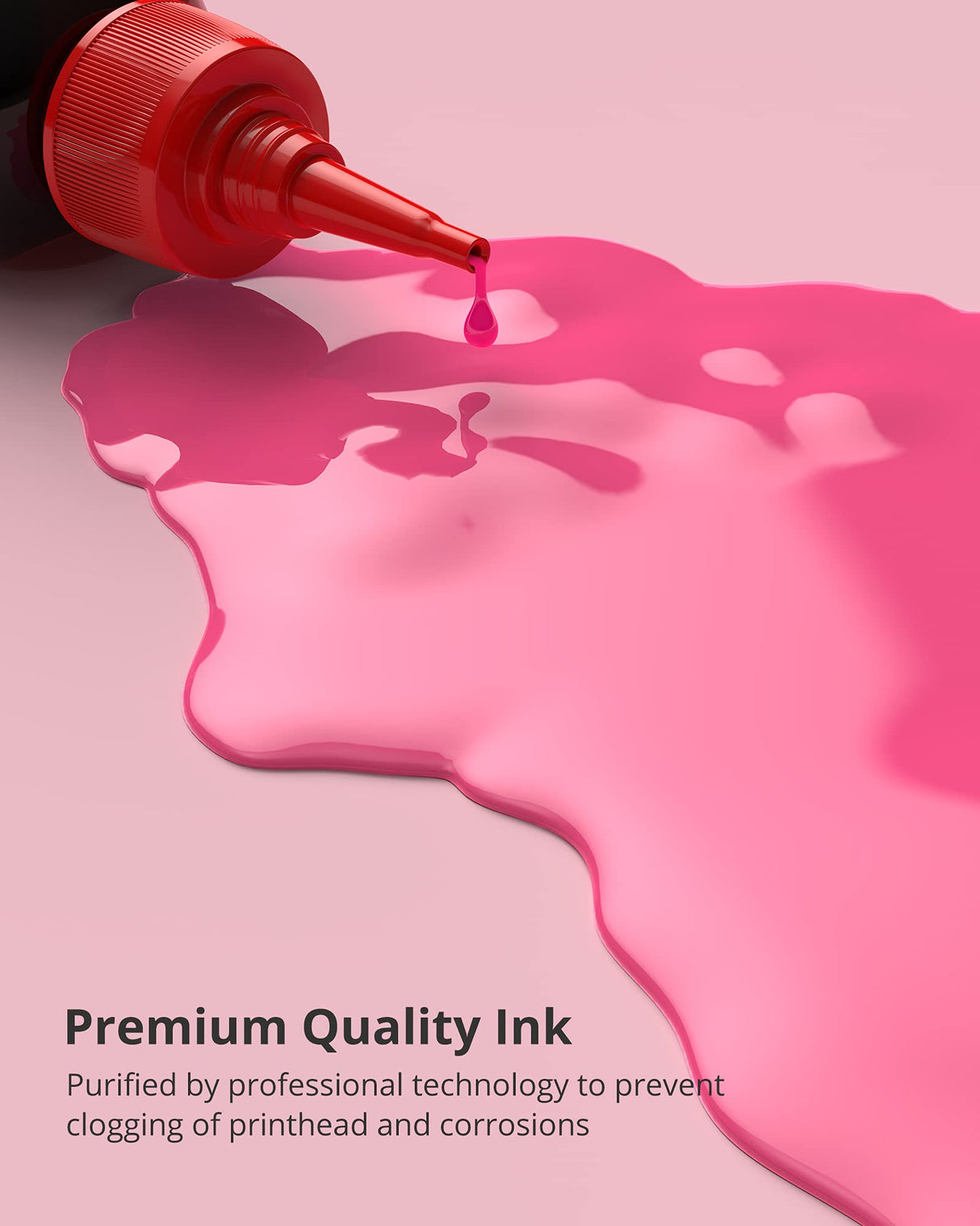 WOKOK Refill Ink Kit for HP 67 67XL 63 63XL 65 65XL 61 61XL 950 950XL 951XL 902XL 952XL Ink Cartridges, 100ML x 5 Bottles with Syringes (2 Black 1 Cyan 1 Magenta 1 Yellow) WOKOK