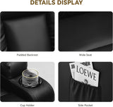 COMHOMA Recliner Chair, Swivel Rocker Recliners, Massage and Heat Reclining Chair, Reclining Sofa with Side Pockets, Cup Holders for Living Room, Bedroom (Black) COMHOMA