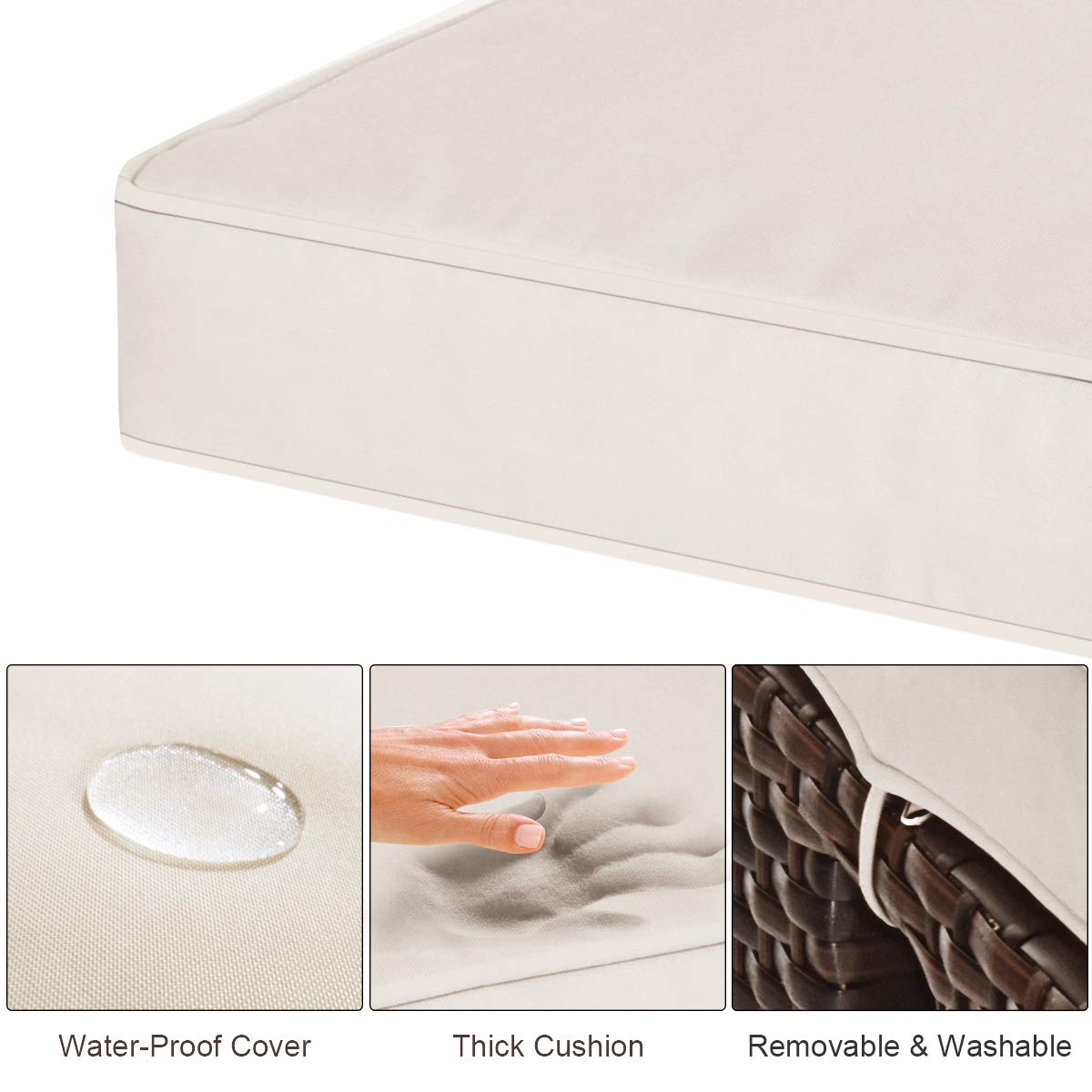 Tangkula 2 Pieces Outdoor Patio Ottoman, All Weather Rattan Wicker Ottoman Seat, Patio Rattan Furniture, Outdoor Footstool Footrest Seat w/Removable Cushions Tangkula