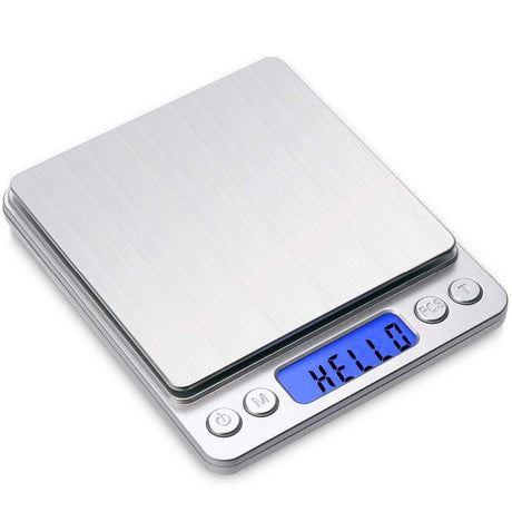 Toprime Digital Gram Scale 500g 0.01g Food Scale High Precision Kitchen Scale Multifunctional Stainless Steel Pocket Scale with Back-Lit LCD Display Tare PCS Features Silver toprime