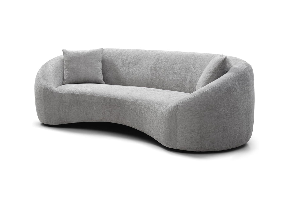SSC SATISUNCASA 93” Modern Minimalist Curved Sofa Couch for Living Room, Unique Design, Chenille Cloud Couch with Soft Comfortable Upholstered for Bedroom, Apartment, Home Office (Gray Chenille) SSC SATISUNCASA