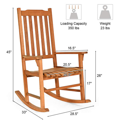 Giantex Set of 2 Porch Rocking Chair Outdoor and Indoor Use, Solid Eucalyptus Wood Rocker with Natural Finish, Front Porch Chairs for Patio Deck Garden, Wooden Rocking Adirondack Chair Set - WoodArtSupply