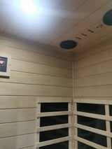HFYee Infrared Sauna Home Sauna Box 1 Person Far Infrared Indoor Sauna Hemlock Mini Single Person Sauna for Home with LCD Display & Bluetooth on The Left of The Indoor Sauna Room, Natural HFYee