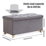 BRIAN & DANY 30 Inches Folding Storage Ottoman Bench, Ottoman with Storage for Living Room, with Wooden Feet and Lid, Grey BRIAN & DANY