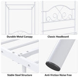 Weehom Twin Canopy Bed Frame with Headboard and Footboard Metal Four Posters Curtains Design Mattress Foundation Bed Platform Underbed Storage Space No Box Spring Needed for Kids Adults White Weehom