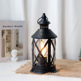 TRIROCKS Battery Powered Metal Lamp 10'' Tall Decorative Cordless Table Lamps LED Edison Lights Hanging Lamps with Metal Hook for Home Decor Patio Garden Wedding Parties Indoor Outdoor(Black) TRIROCKS
