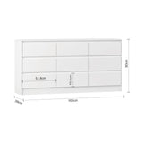 Panana Modern 9 Drawer Wood Dresser for Bedroom, Large Floor Storage Drawer Cabinet Lateral Chest of Drawers Handle Free Organizer for Closet Living Room (White, 9 Drawer) Panana