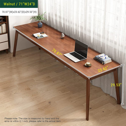 NELYE Mid-Century Long Desk Table - 71" Simple Modern Extra Long 2-Person Wood Computer Workstation for Home Office Work in Walnut, 71" W x 24" D - WoodArtSupply