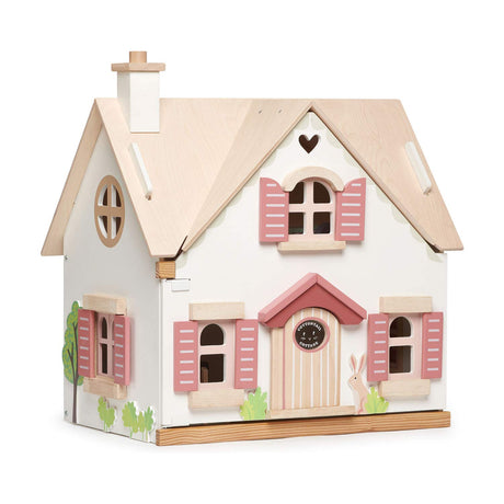 Tender Leaf Toys - Cottontail Cottage - Furnished 18.7" Tall 3 Story Countryside Wooden Doll House with 24 Pcs Accessories - Encourage Creative and Imaginative Fun Play for Children - Age 3+ Tender Leaf Toys