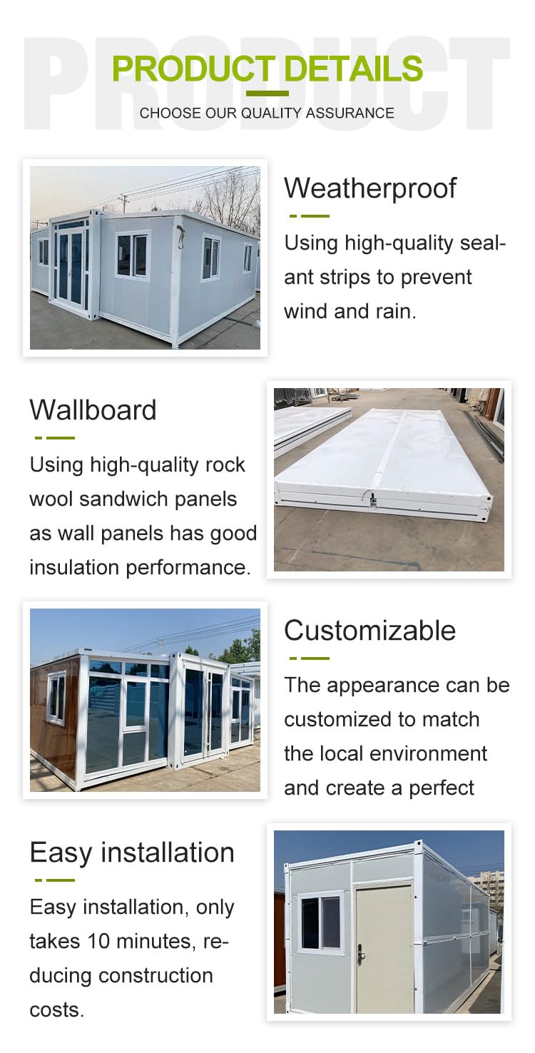 Prefabricated Mobile House 19×20ft Foldable Tiny Home with Kitchen & Bathroom, Modular Cabin - WoodArtSupply