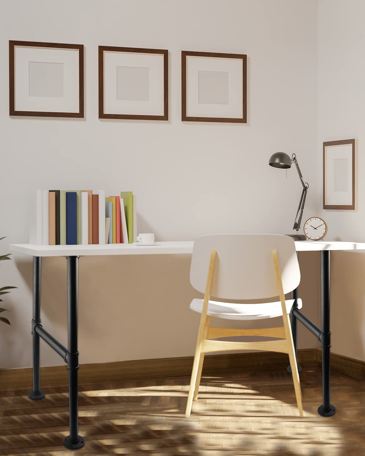 MUZIK 30 Inch Industrial Table Legs, 2 Pack Grey Steel Metal Pipes Vintage Furniture Legs, for Coffee and End Table Legs, 30 in H x 14 in W MUZIK