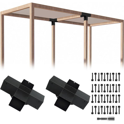 ITeVe.GD Pergola DIY Kit,2 Pcs 4-Way Right Angle Corner Brackets Elevated Wood Stand with Screws for 4"x4"(Inner Size:3.5"x3.5") Wood Beams,Pergola,Garden,sunroom kit Lumber&Metal Gazebo…