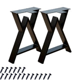 Warmaxx Heavy Duty Solid Metal Furniture Table Legs, 16 inch Height Set of 2 Black DIY Wrought Iron Legs Industrial Live Edge Table Sturdy Legs for Entry Bench Coffee Table End Table Leg with Screws Warmaxx