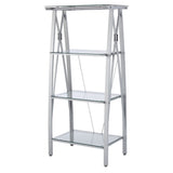 Realspace® Vista 60"H 4-Shelf Glass/Metal Bookcase, Clear/Silver Realspace