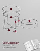 VASAGLE Coffee Table with Storage, Round Center Table for Living Room with Fabric Basket, Modern Style, Metal Frame, Ink Black and Slate Gray ULCT244B56 VASAGLE