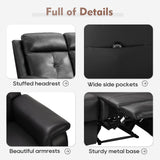 RIHEREFY PU Leather Reclining Loveseat with Heat and Massage, Double Loveseat Recliner with Side Pocket, Loveseat Recliner Sofa for Living Room, Home Theater, RV RIHEREFY
