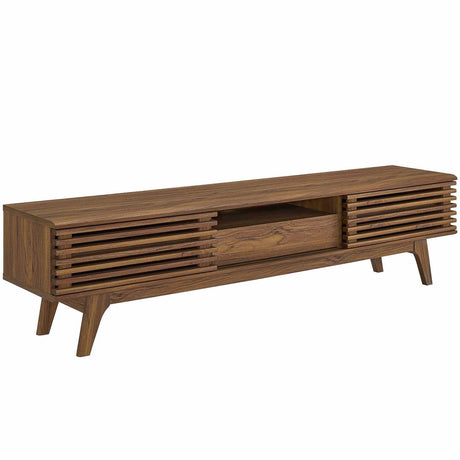 Modway Render 70" Mid-Century Modern Low Profile Entertainment TV Stand, 70 Inch, Walnut Walnut Modway