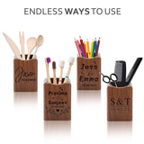 ANQIYI Personalized Pen Holder Wooden Pen Pencil Pot for Desk Tidy Stationary Organiser for School Home Office, Engraved Name, Walnut Wood ANQIYI