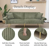 Zentrava Green 79" Convertible Futon Sofa Bed with Adjustable Backrest & Armrests, Modern Corduroy Folding Loveseat Sleeper Couches with Two Soft Pillows for Living Room Apartment Office (Green) Zentrava