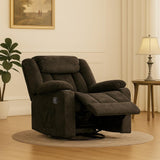 COMHOMA Recliner Chair,360°Swivel Rocker Recliners with Cup Holders&Side Pockets,Manual Reclining Single Sofa,Fabric Upholstered Lounge Chairs for Living Room,Black COMHOMA