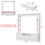 WOODTIME 70.9" W 3-in-1 Wall Unit Entertainment Center with Bookshelves, Modern TV Stand Media Console Table with 11 Shelves & Drawer for Living Room & Home Theater, White WOODTIME