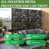 Metal Privacy Screen Outdoor 6FT – Freestanding Laser Cut Steel Garden Divider Panel with Stand, Decorative Modern Privacy Screen for Patio, Deck, Backyard & Balcony, Rustproof & Weather-Resistant WIZWERK
