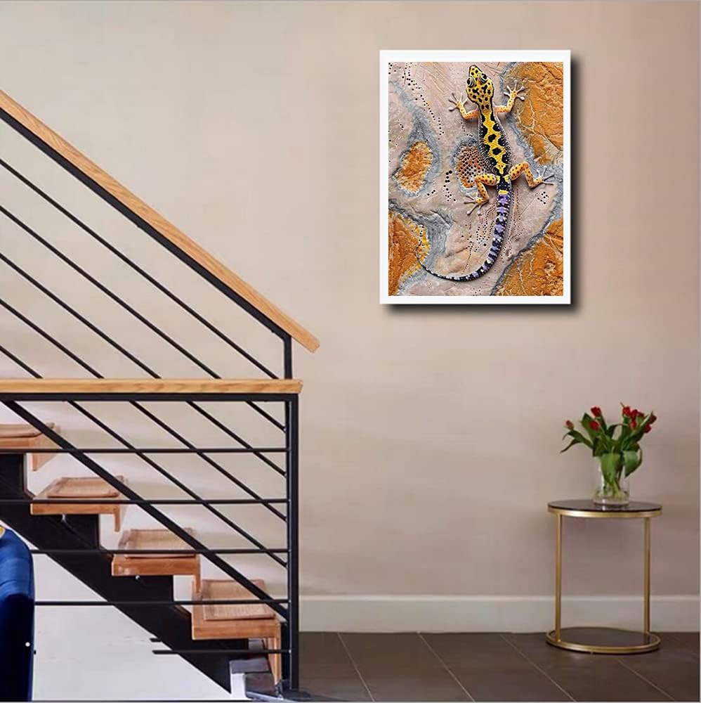 MaiYiYi Lizard Diamond Painting by Numbers, 5D Full Round Diamond Painting Reptile Stitch Diamond Painting, Animal Diamond Art for Beginners Adult Home Wall Art Decor (30X40 CM) MaiYiYi