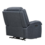 Watson & Whitely Oversized Genuine Leather Power Recliner Chairs for Big and Tall, Wall Hugger Recliner with Power Headrest & Charging Ports, Extra Large Reclining Chair for Living Room, Navy Blue Watson & Whitely