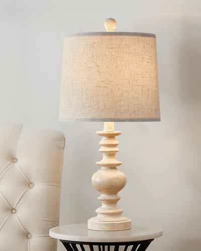 BOBOMOMO Resin 20.5" Farmhouse Lamps for Bedrooms Retro Side Table Lamps Bedside Lamp for Side Nightstand Living Room（Old-White）