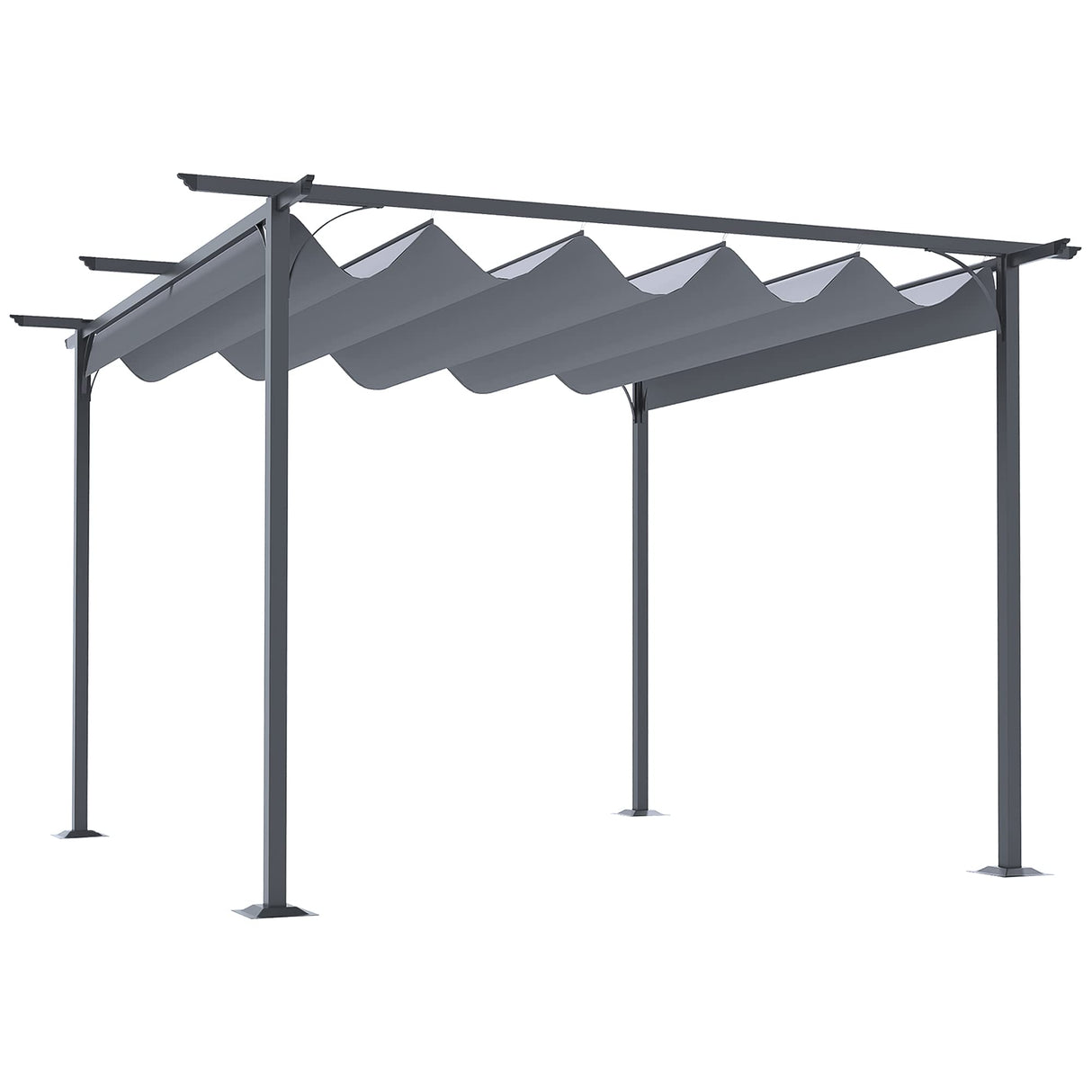 Outsunny 11.5' x 11.5' Outdoor Retractable Pergola Canopy, Metal Patio Shade Shelter for Backyard, Porch Party, Garden, Grill Gazebo, Gray Outsunny