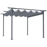 Outsunny 11.5' x 11.5' Outdoor Retractable Pergola Canopy, Metal Patio Shade Shelter for Backyard, Porch Party, Garden, Grill Gazebo, Gray Outsunny