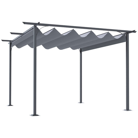 Outsunny 11.5' x 11.5' Outdoor Retractable Pergola Canopy, Metal Patio Shade Shelter for Backyard, Porch Party, Garden, Grill Gazebo, Gray Outsunny
