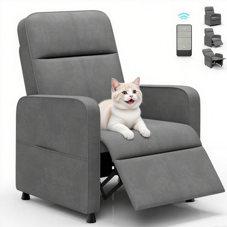 Lamtor Power Lift Recliner Chair - Cat Scratch Proof Electric Recliner for Adults, Pet-Friendly Plush Fleece, Remote-Control Lift Chair with Side Pockets and Footrest, Grey Lamtor